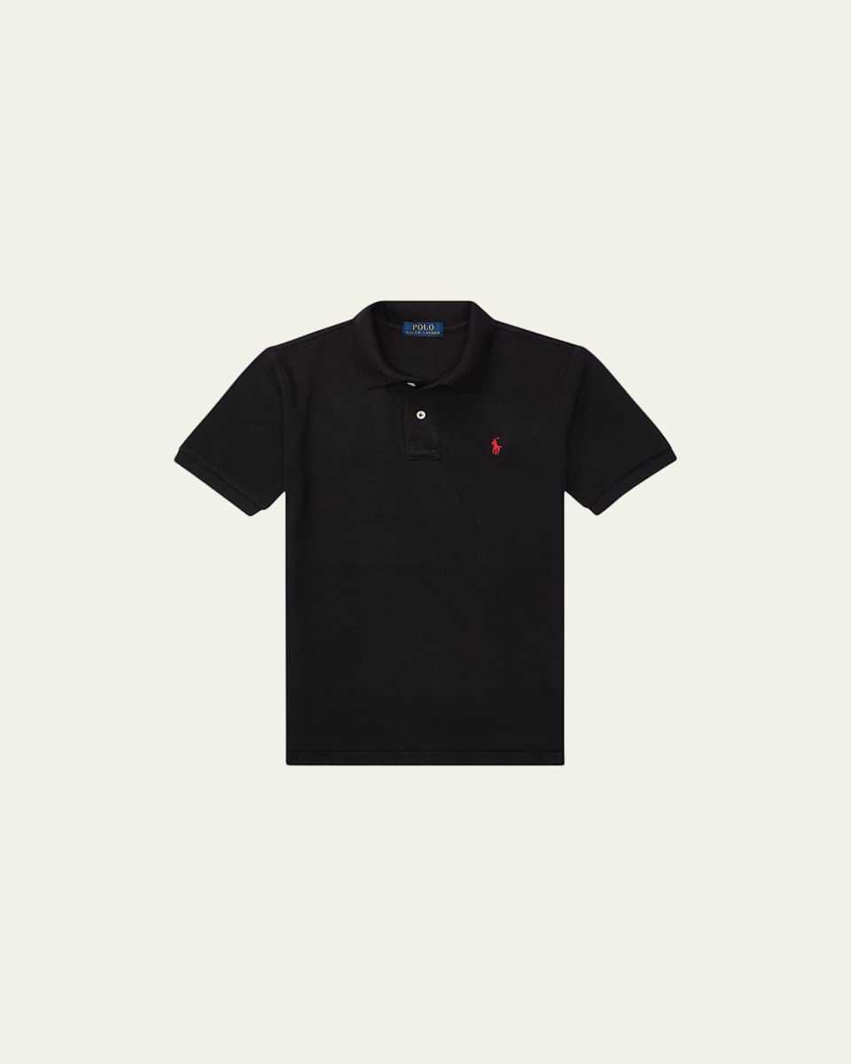 Boy's Short-Sleeve Logo Embroidery Polo Shirt, Size S-XL